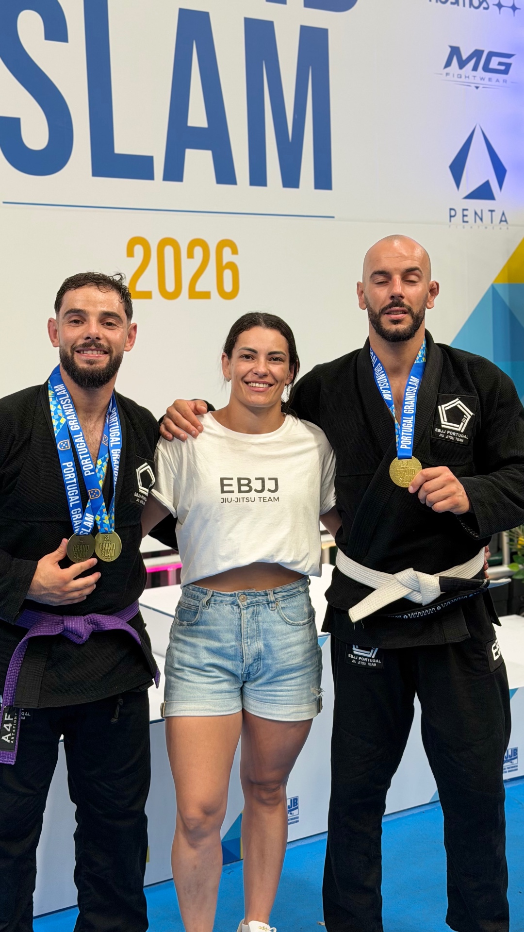 João Garrido, Joana e Carlos Brandão com medalhas do Portugal Grand Slam 2026
